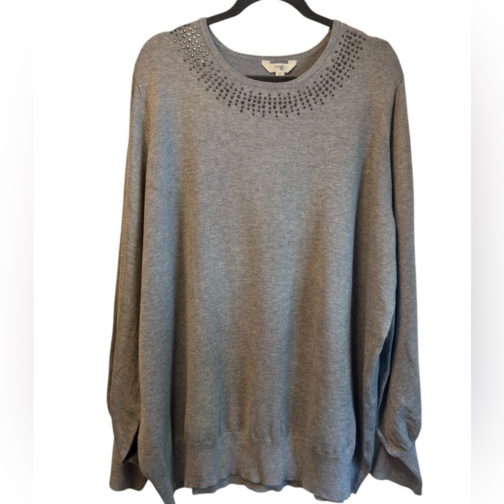 Gray‎ Embellished Women's Sweater 3X